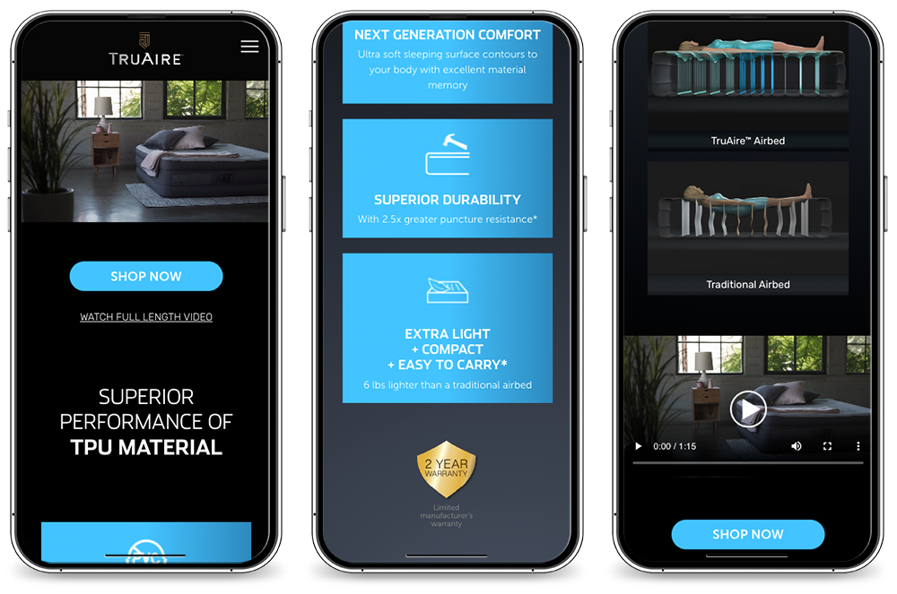 TruAire minisite displayed on a mobile device