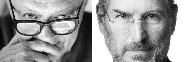 Portraits of Paul Rand and Steve Jobs