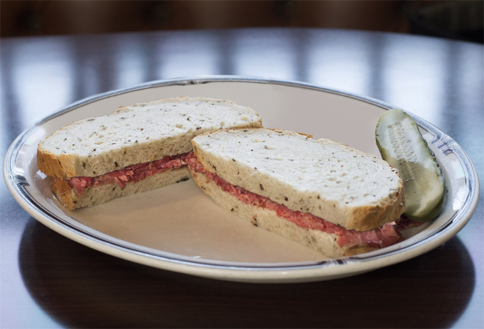 Paul Rand's corned beef sandwich plate, as recalled by Phil