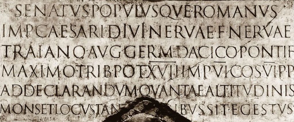 closeup of Roman typography